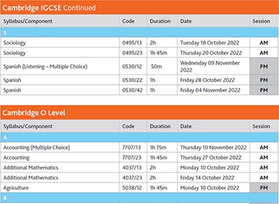 2022年11月秋季A Level/IGCSE重考时间