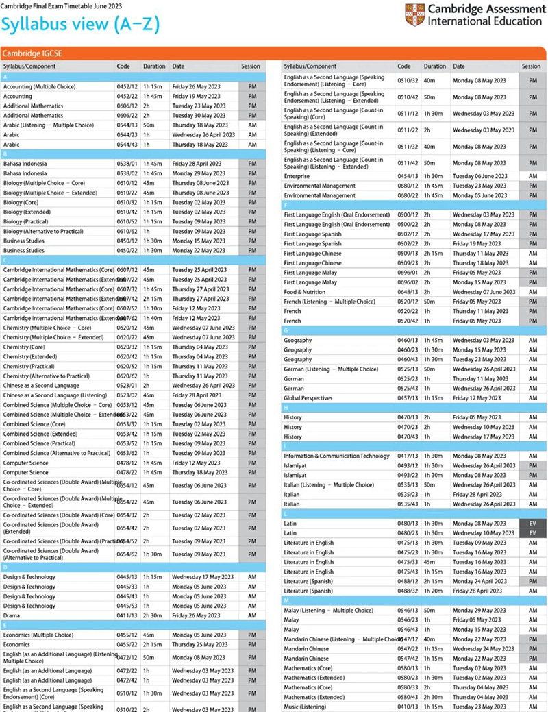 2023年IGCSE&A-Level夏季大考时间发布