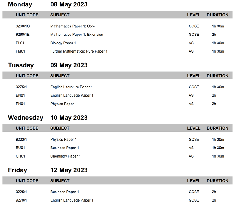 2023年IGCSE&A-Level夏季大考时间发布