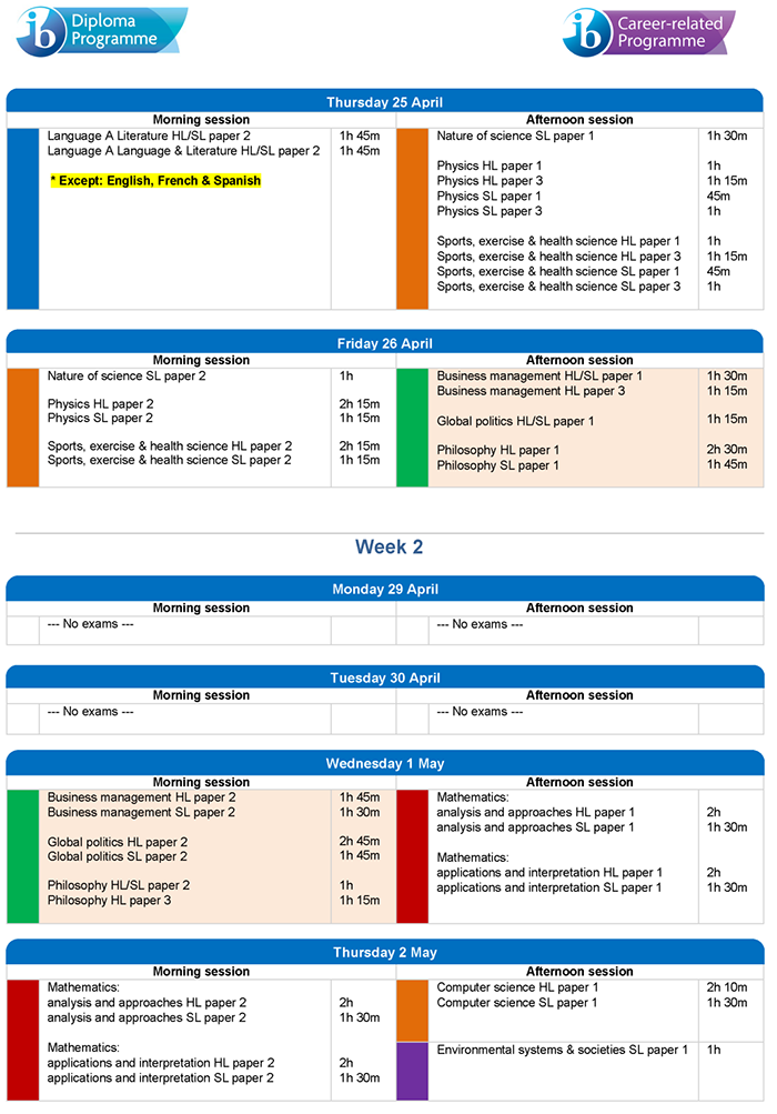 2024夏季IB考试时间安排,部分课程启用新课纲