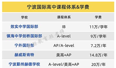 宁波热门国际高中学校排名_升学数据