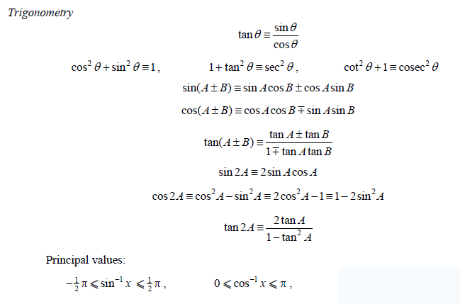 A Level数学和进阶数学必须掌握的公式