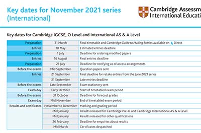 2021年CAIE局秋季IGCSE、A-Level报名_考试时间