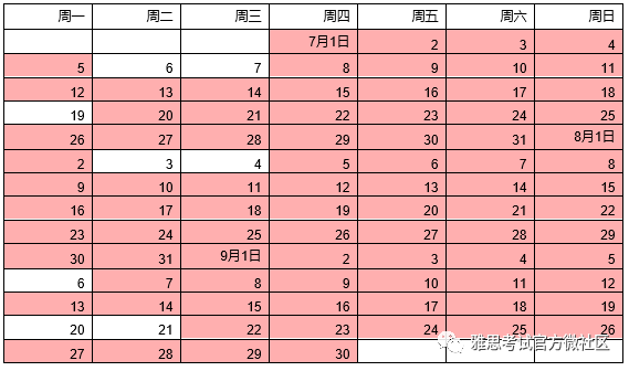 2021年7-9月雅思机考报名及考试时间