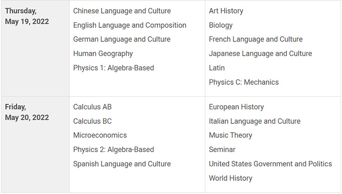 2022年AP考试时间安排，建议收藏