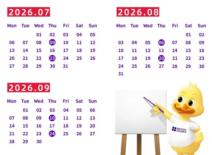 中国大陆地区用于英国签证及移民的雅思生活技能类考试（7-9月）